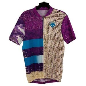 Descente Women Purple Multi Color Top Zip Shirt Cycle Sport Active Wear Size XL